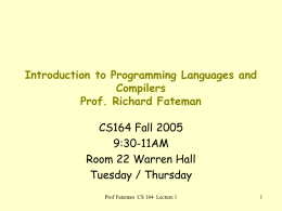 Introduction to Programming Languages and