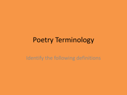 Poetry Terminology - John Crosland School