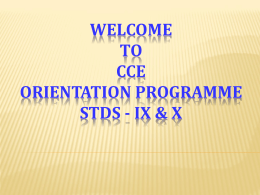 Welcome To CCE Orientation Programme