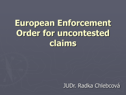 European Enforcement Order for uncontested claims
