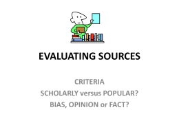EVALUATING YOUR SOURCES