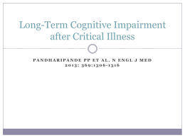 Long-Term Cognitive Impairment after Critical
