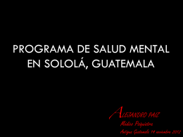 MENTAL HEALTH SITUATION IN SOLOLÁ, GUATEMALA