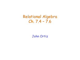 Relational Algebra - Department of Computer