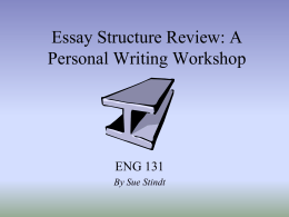 Essay Structure: Personal Writing
