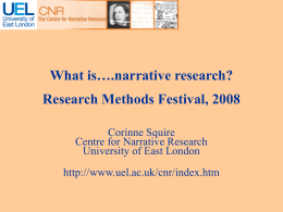 narrative research? - NCRM EPrints Repository