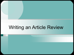 Writing an Article Review