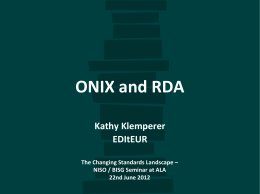 Kathy Klemperer: ONIX and RDA