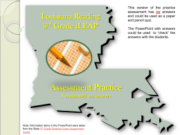 Louisiana Reading 3rd Grade iLEAP Assessment Guide