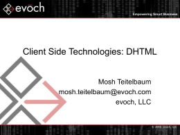 Client Side Technologies: DHTML