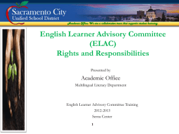 ELAC Training - Sacramento City Unified School