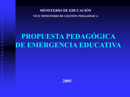 PROPUESTA PEDAGÓGICA DE EMERGENCIA EDUCATIVA