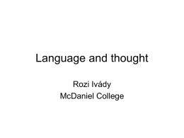 Language and thought - Kognitiv Tudományi Tanszék