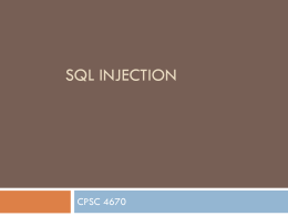 SQL Injection - The University of Tennessee at