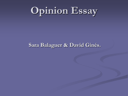 Opinion Essay - FOOD FOR THOUGHT