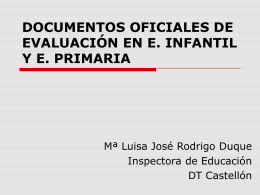DOCUMENTOS OFICIALES DE EVALUACIÓN EN E. INFANTIL