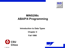 MINS298c ABAP/4 Programming - Home