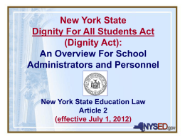 New York State Dignity For All Students Act (DASA)