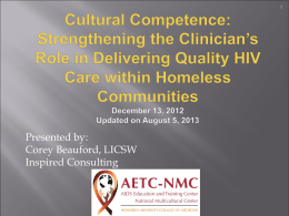Cultural Competence: Strengthening the Clinician’s