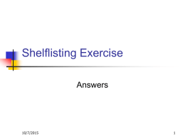 Shelflisting Exercises - Yale University Library