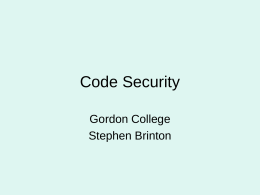 Code Security - Gordon College