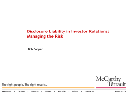 Disclosure Liability in Investor Relations -