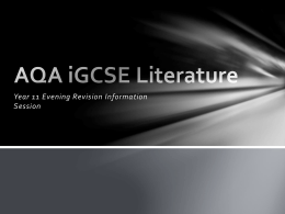 AQA iGCSE Literature - Kesgrave High School
