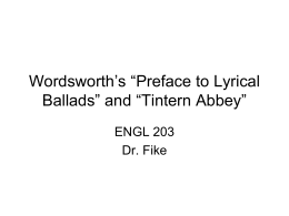 Wordsworth’s “Preface to Lyrical Ballads” and