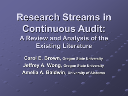 Research Streams in Continuous Audit