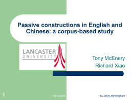 Passive constructions in English and Chinese: a