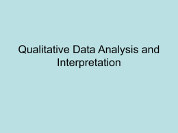 Qualitative Data Analysis and Interpretation