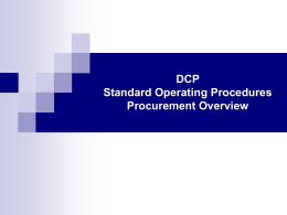 DCP Standard Operating Procedures Procurement