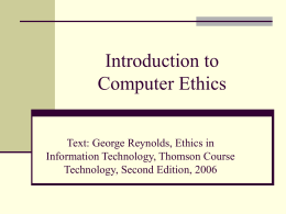 Introduction to Computer Ethics
