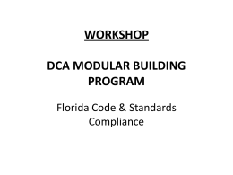 WORKSHOP DCA MODULAR BUILDING PROGRAM