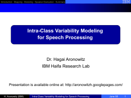Intra-Class Variability Modeling for Speech