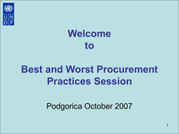 Welcome to Best and Worst Procurement Practices