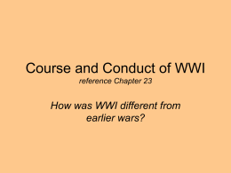 Course and Conduct of WWI