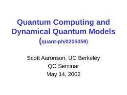 Computation, Quantum Theory, and You
