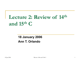 Lecture 10: Historical Developments 1303-1600