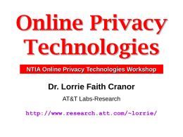 Privacy Tools - Lorrie Cranor