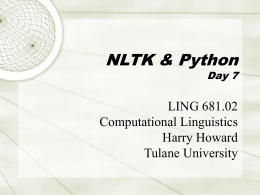 LING 681 Intro to Comp Ling