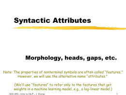 Lecture 6: Syntactic Features