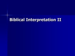 Biblical Interpretation II