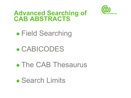 Advanced Searching of CAB ABSTRACTS