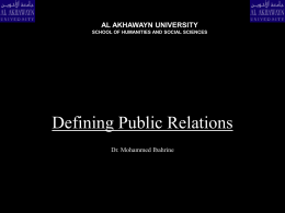Defining Public Relations - Al Akhawayn University