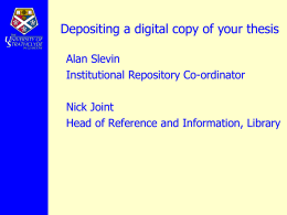Depositing an electronic copy of your thesis