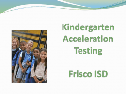 Kindergarten Acceleration Frisco ISD