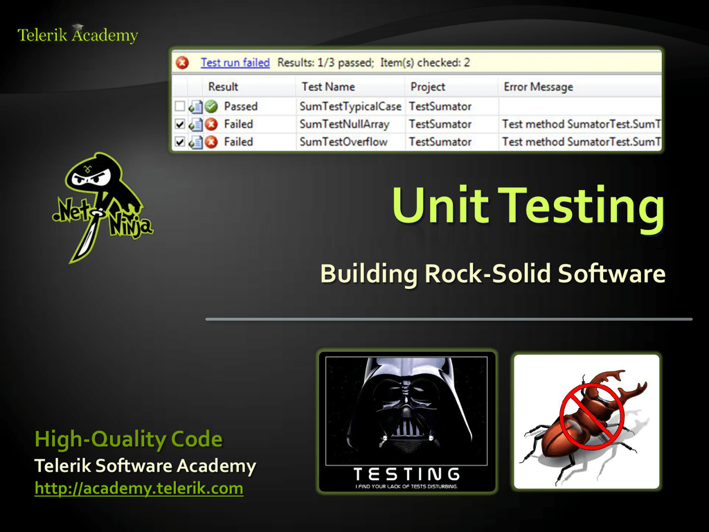 Testing build. Unit code. Developer Unit m. Developer Unit c.