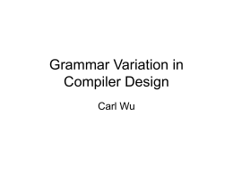 Grammar Variation in Compiler Design - CIS@UAB -