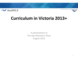 Curriculum in Victoria 2013+